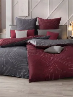 Kaeppel Bettwäsche In Dunkelrot-grau