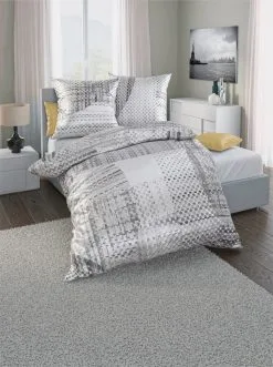 Kaeppel Bettwäsche In Grau-weiß-bedruckt