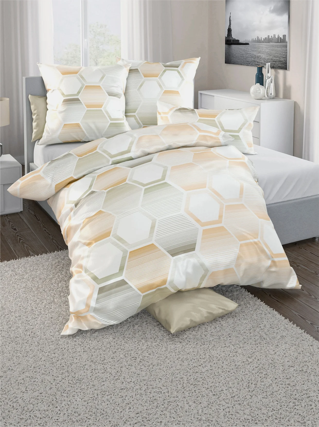 Wäschepur Wäschepur Bettwäsche In Ecru-gelb-bedruckt 3 Wäschepur Wäschepur Bettwäsche In Ecru-gelb-bedruckt