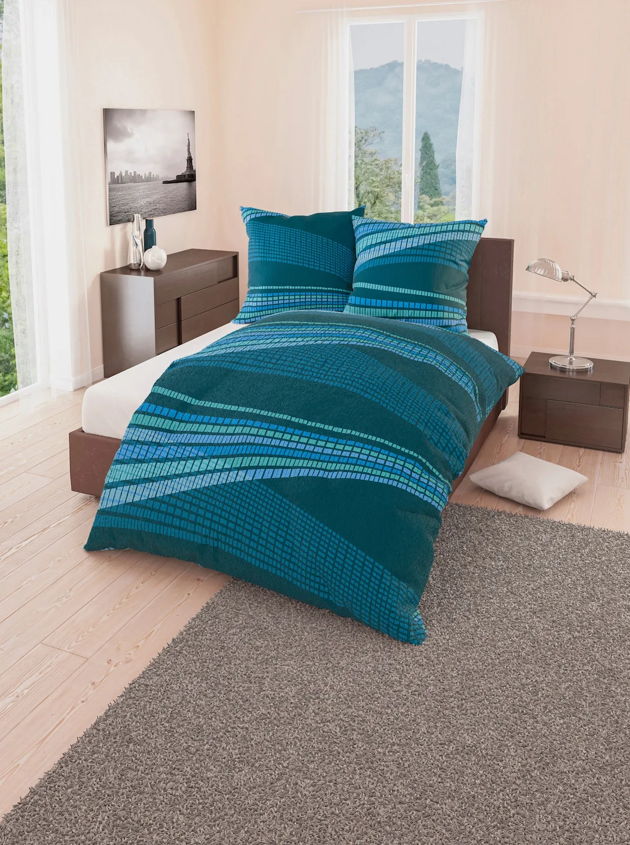 Biberna Bettwäsche In Petrol-mint 3 Biberna Bettwäsche In Petrol-mint