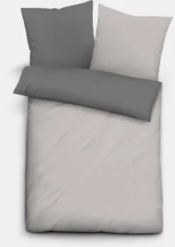 Biberna Bettwäsche In Hellgrau-dunkelgrau