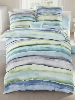 Bierbaum Bettwäsche In Blau-gestreift