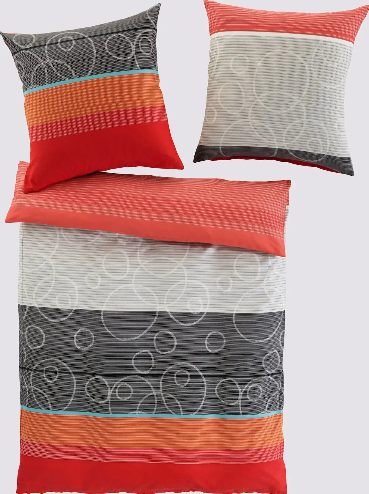 Heine Home Bettwäsche In Grau-rot 4 Heine Home Bettwäsche In Grau-rot – Bild 2